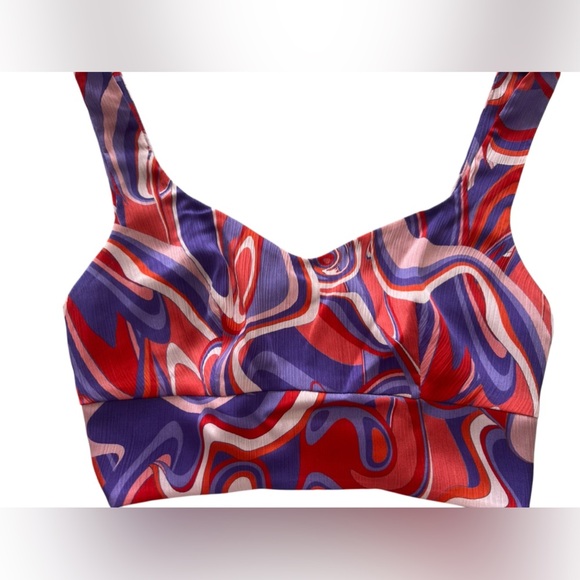 RAMY BROOK New York women’s size 2 purple swirl print Deidra cropped top NEW - Picture 3 of 6